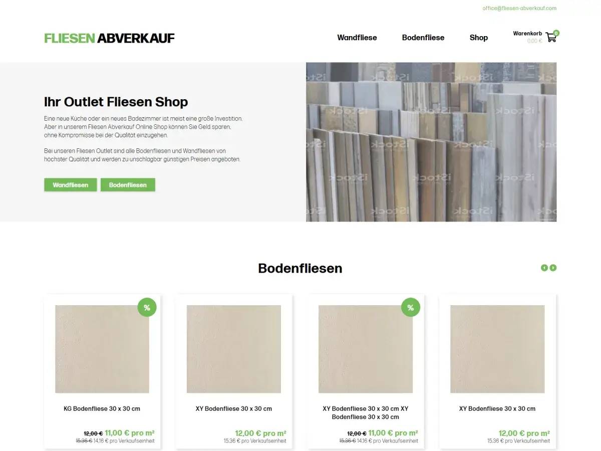 Fliesen Abverkauf - custom WordPress development project by Vishal Bhisara